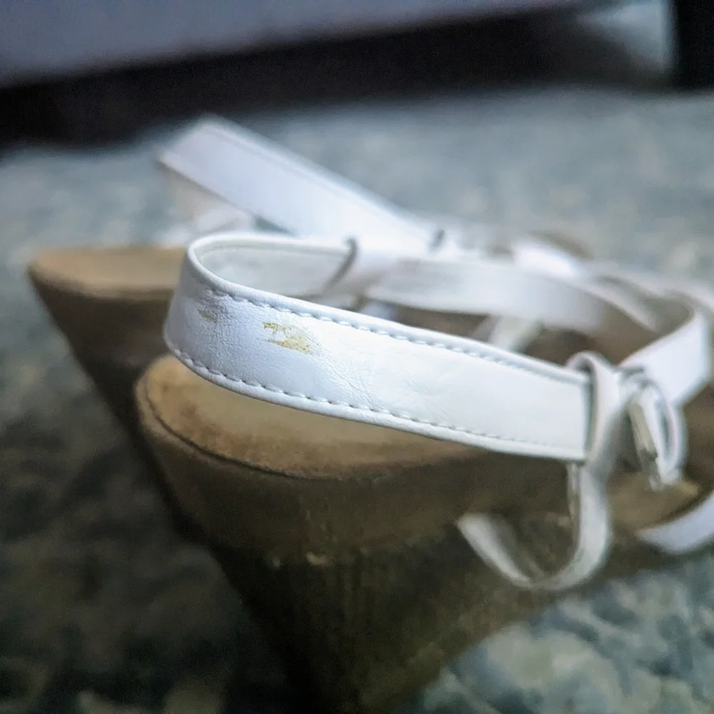White Strappy Aerosoles Wedges - Picture 11 of 13